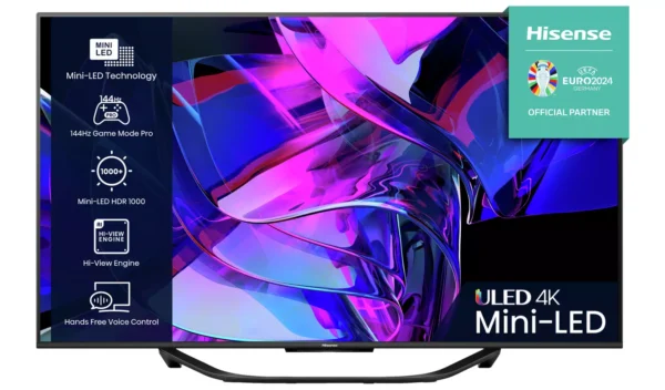 Hisense 55 Inch 55U7KQTUK Smart 4K 144Hz UHD HDR Mini LED TV