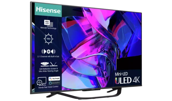 Hisense 55 Inch 55U7KQTUK Smart 4K 144Hz UHD HDR Mini LED TV - Image 3