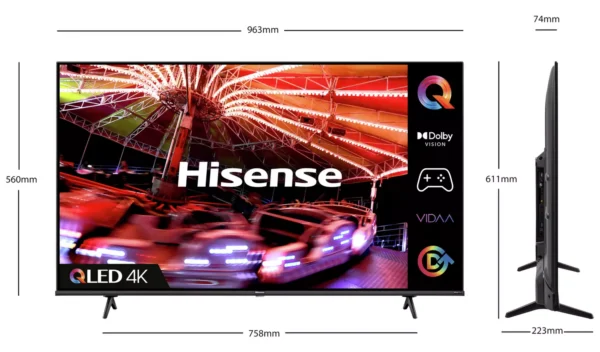 Hisense 43 Inch 43E7HQTUK Smart 4K UHD HDR QLED Freeview TV - Image 4